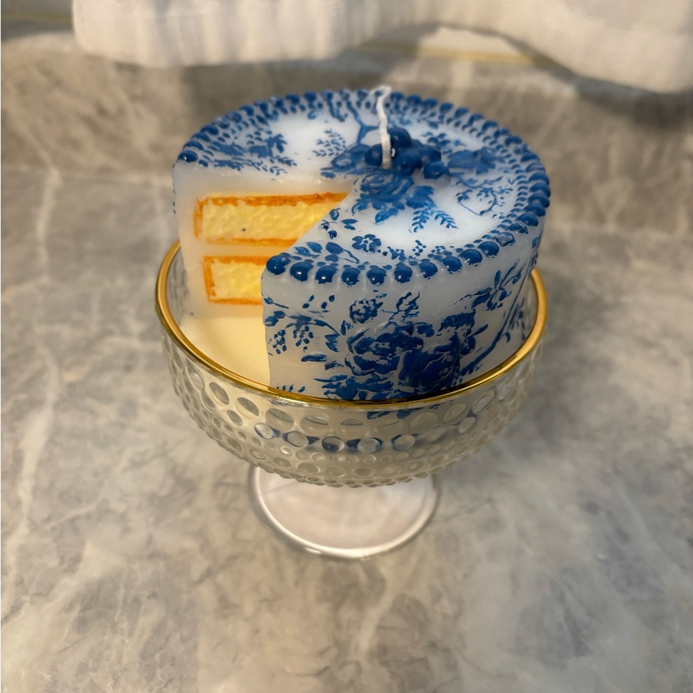 Blue and White Decorative Cake Candle